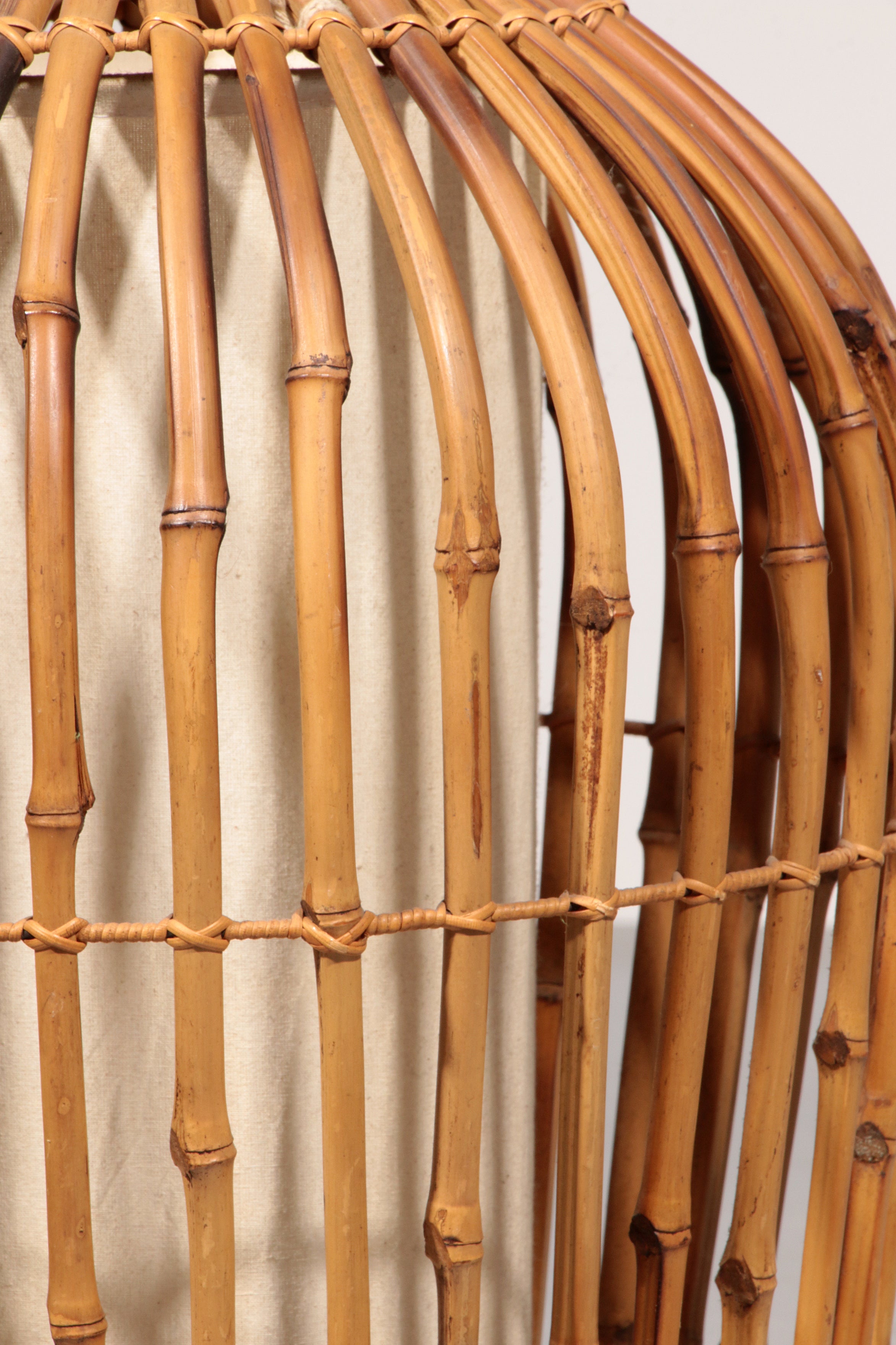 Midcentury Floor Lamp Rattan, Bamboo and Fabric Franco Albini, Italy 1960s