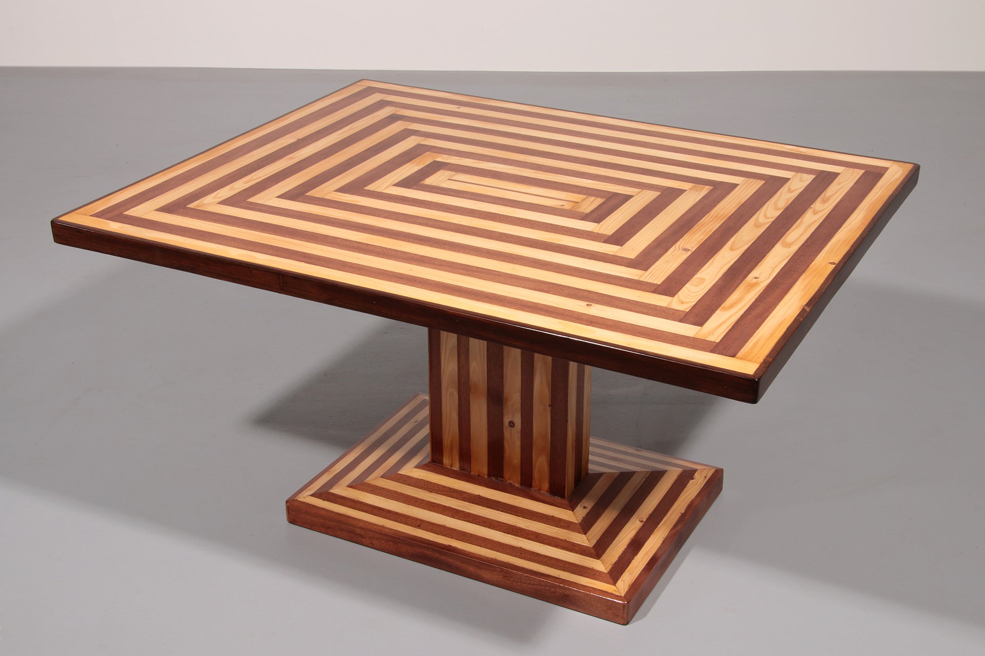 Rare Italian Coffee Table from the 1970s in Maple and Mahogany