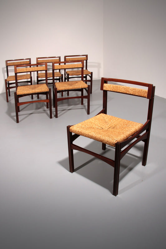 Architectural Chairs in Wood and Rope by Franco Bettonica for Pillinini, Italy, 1968
