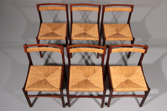 Architectural Chairs in Wood and Rope by Franco Bettonica for Pillinini, Italy, 1968