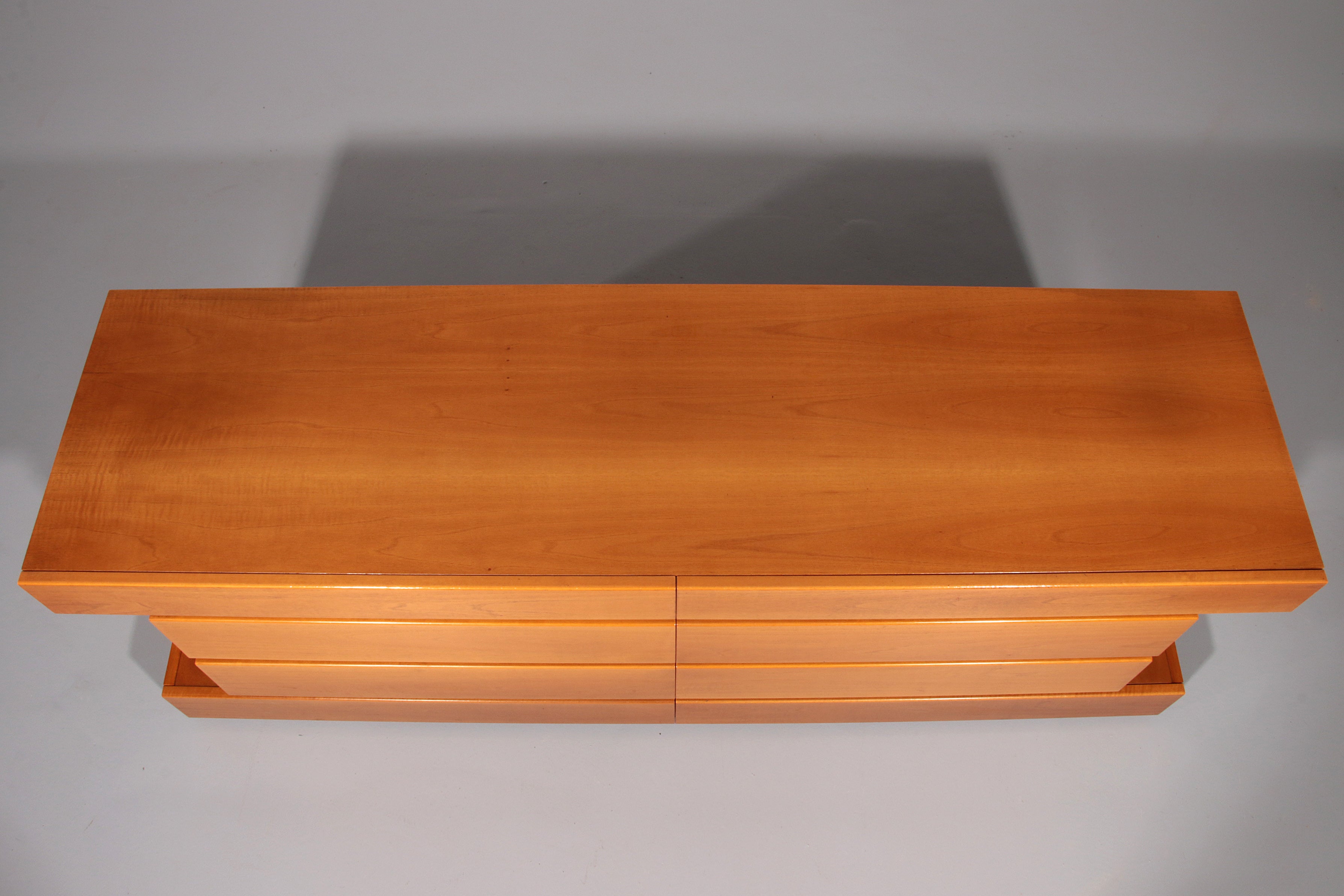 Post modern custom 8 drawer floating dresser blonde geometric design Italy