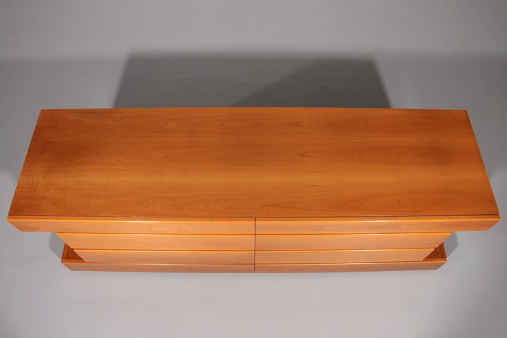 Post modern custom 8 drawer floating dresser blonde geometric design Italy