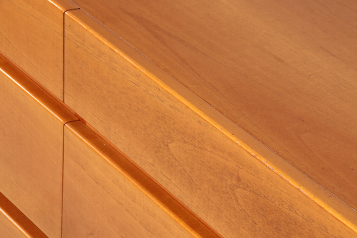 Post modern custom 8 drawer floating dresser blonde geometric design Italy