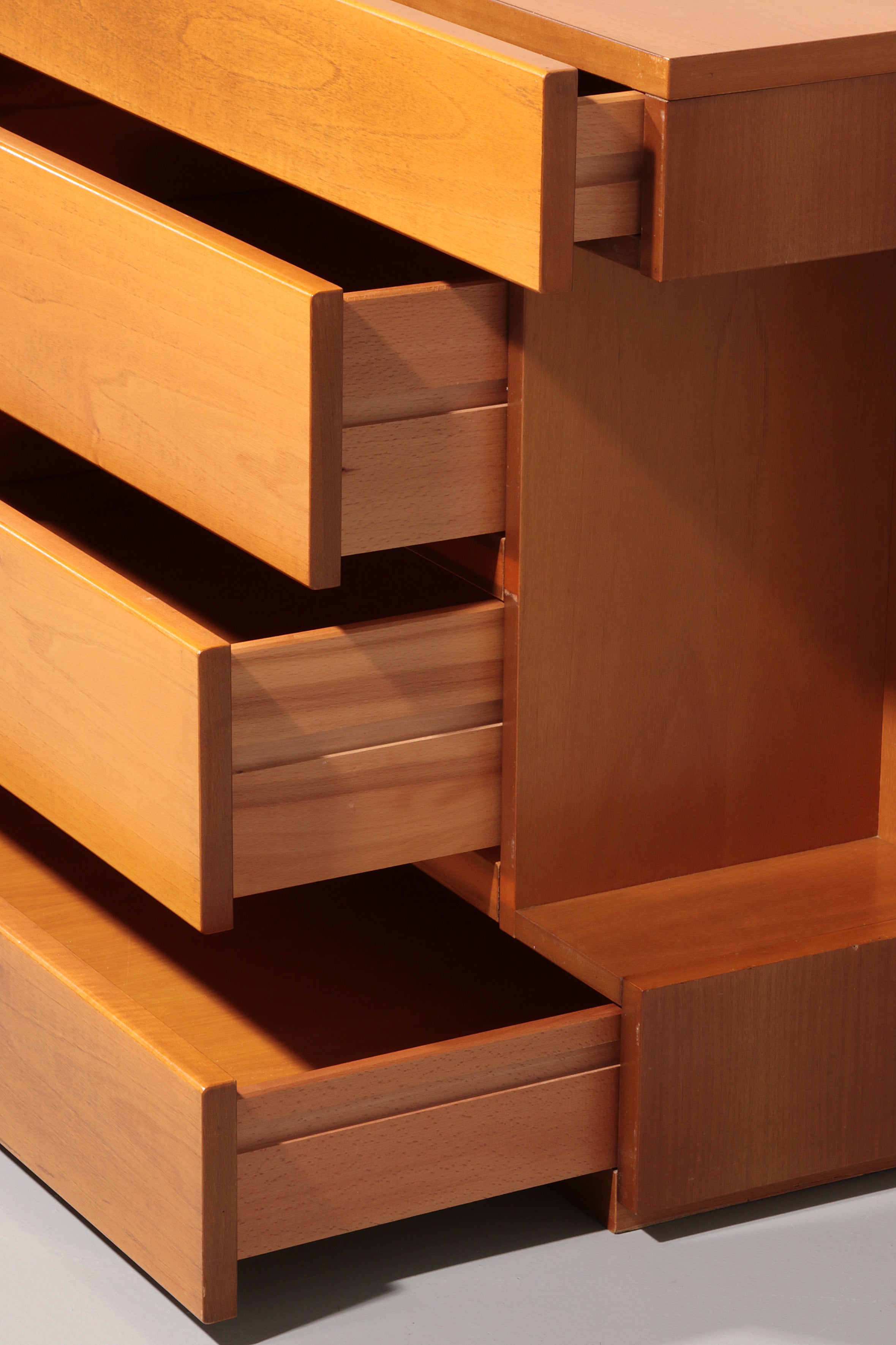 Post modern custom 8 drawer floating dresser blonde geometric design Italy