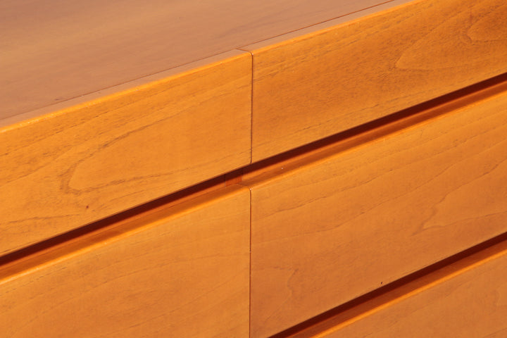 Post modern custom 8 drawer floating dresser blonde geometric design Italy