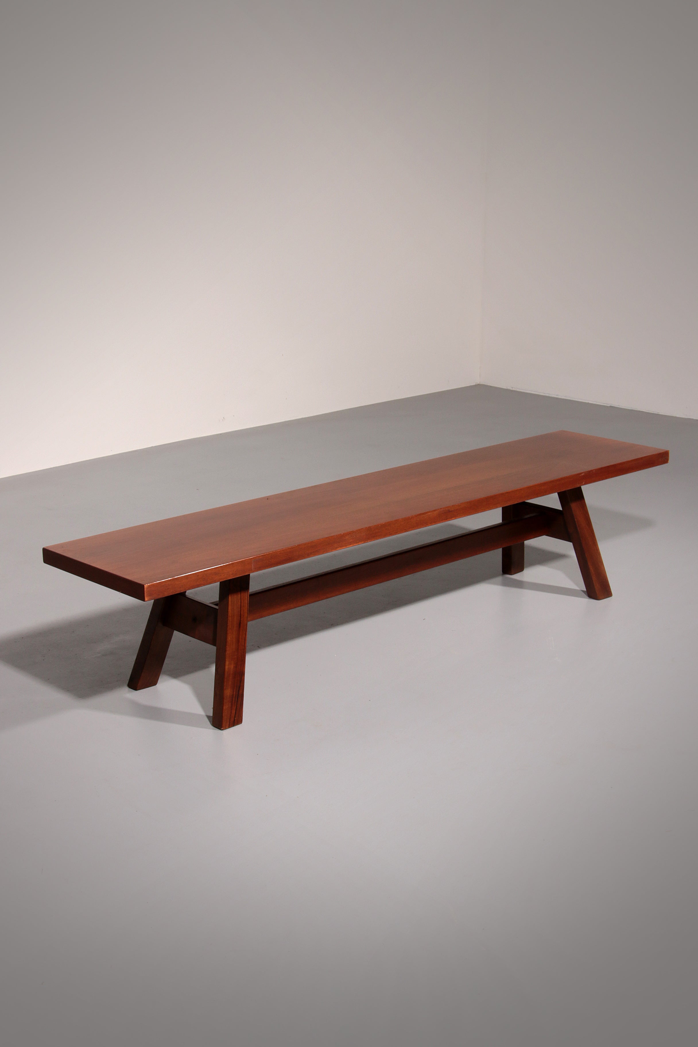 Torbecchia Solid Walnut Bench by Giovanni Michelucci