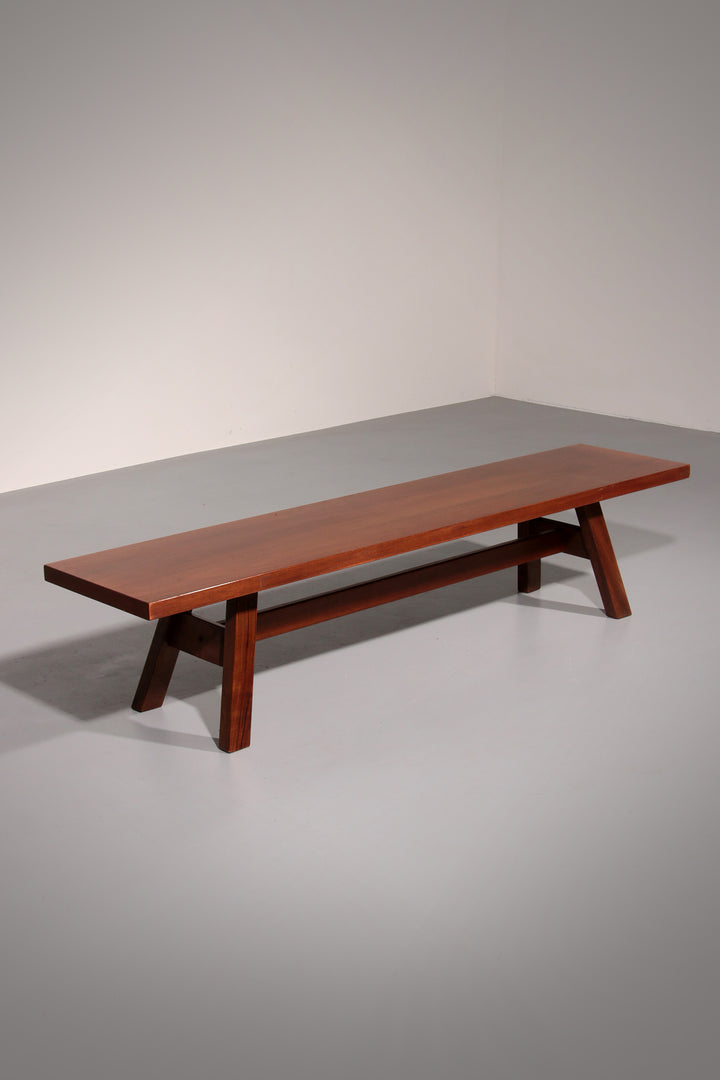 Torbecchia Solid Walnut Bench by Giovanni Michelucci