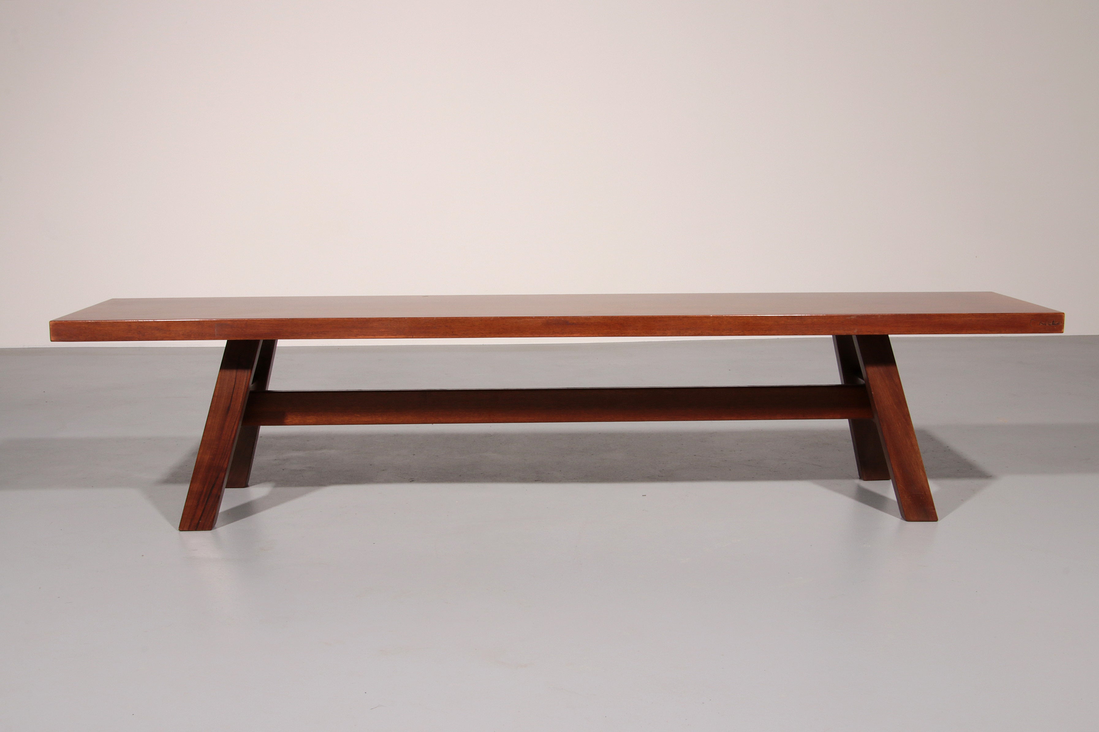 Torbecchia Solid Walnut Bench by Giovanni Michelucci
