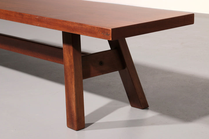 Torbecchia Solid Walnut Bench by Giovanni Michelucci
