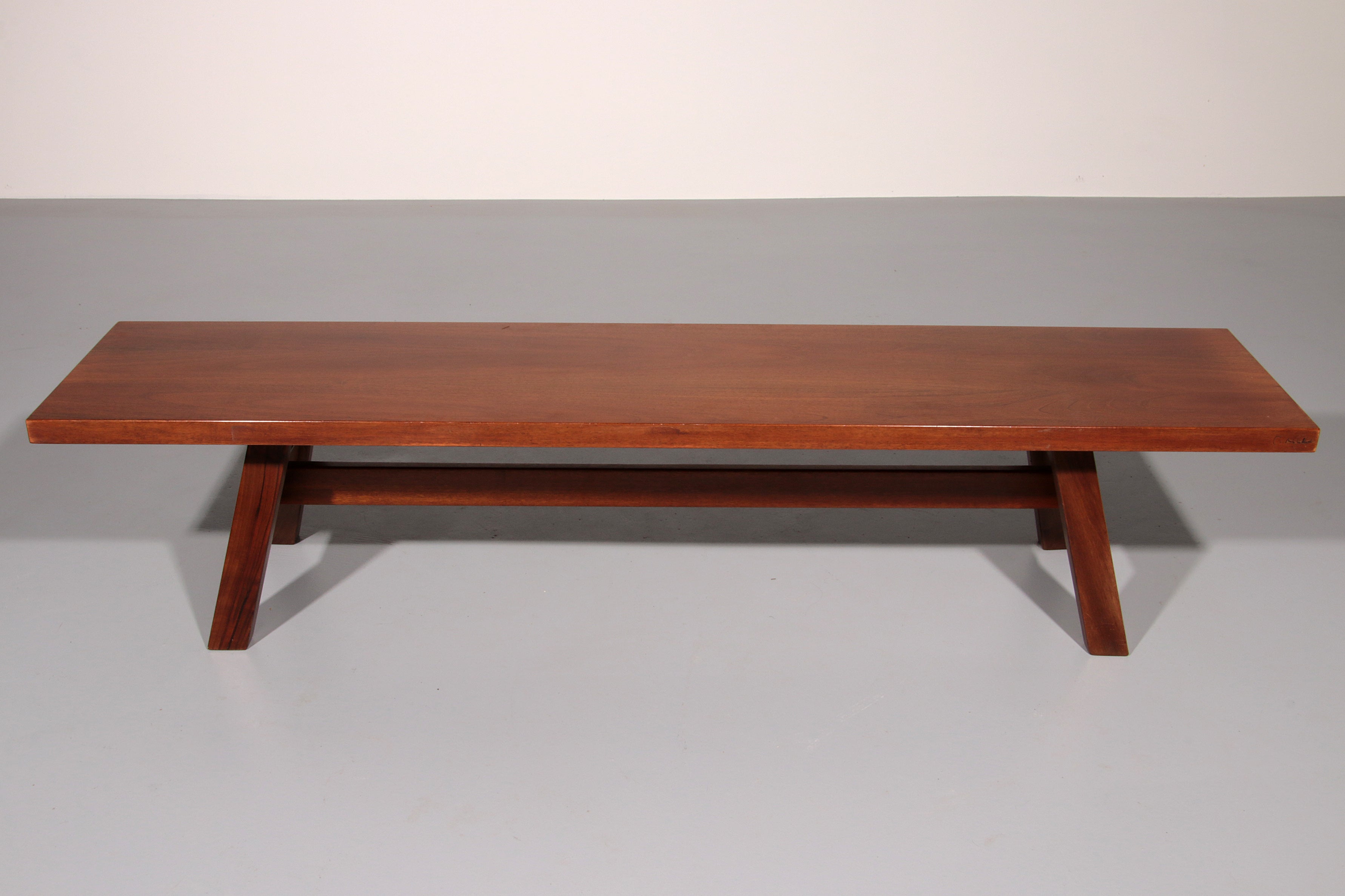 Torbecchia Solid Walnut Bench by Giovanni Michelucci