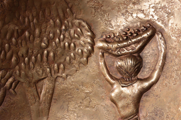 Sculptural Hammered Copper Mirror Attributed to Angelo Bragalini"