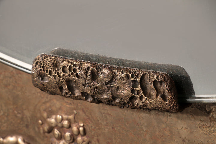 Sculptural Hammered Copper Mirror Attributed to Angelo Bragalini"