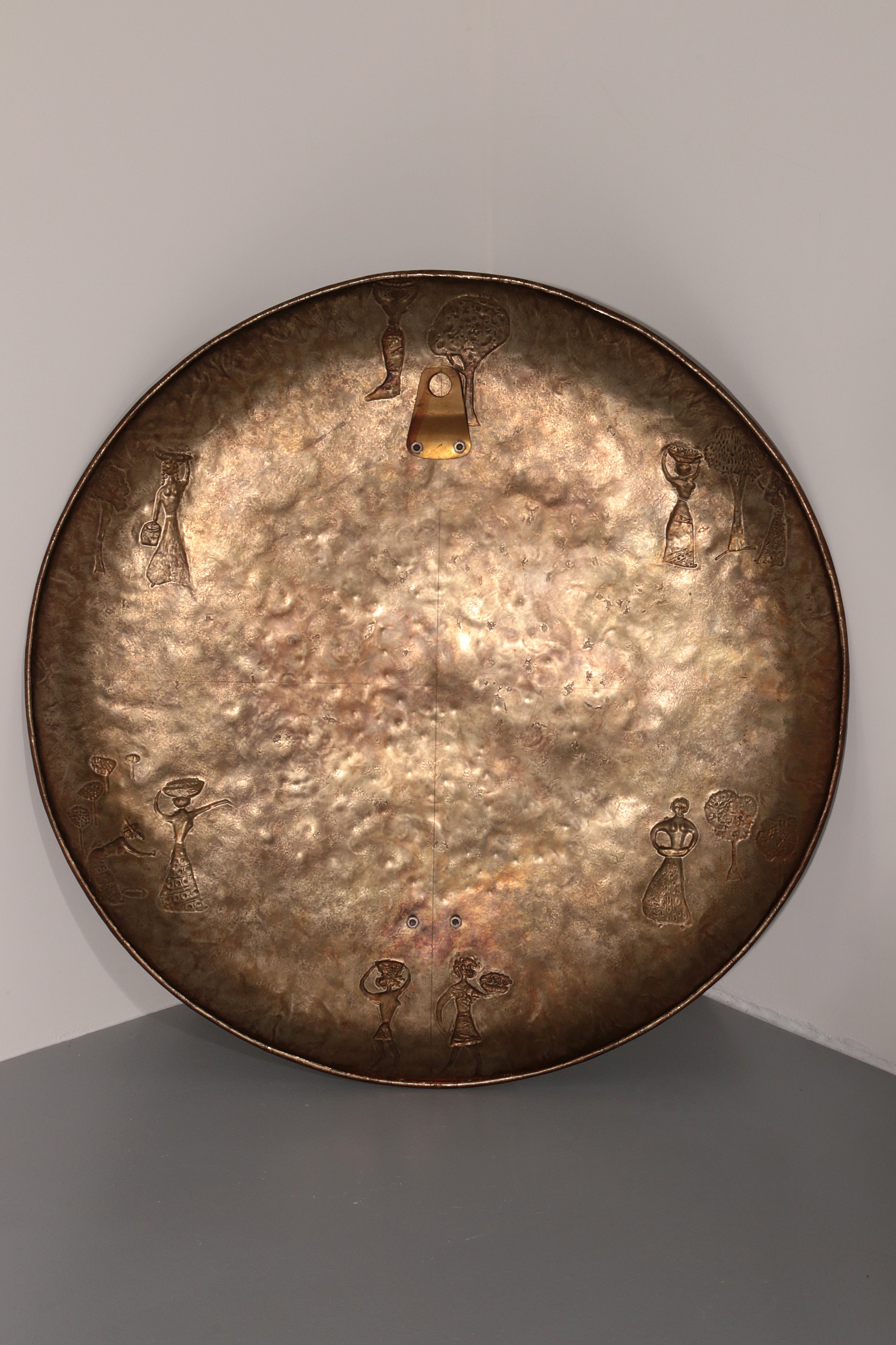 Sculptural Hammered Copper Mirror Attributed to Angelo Bragalini"