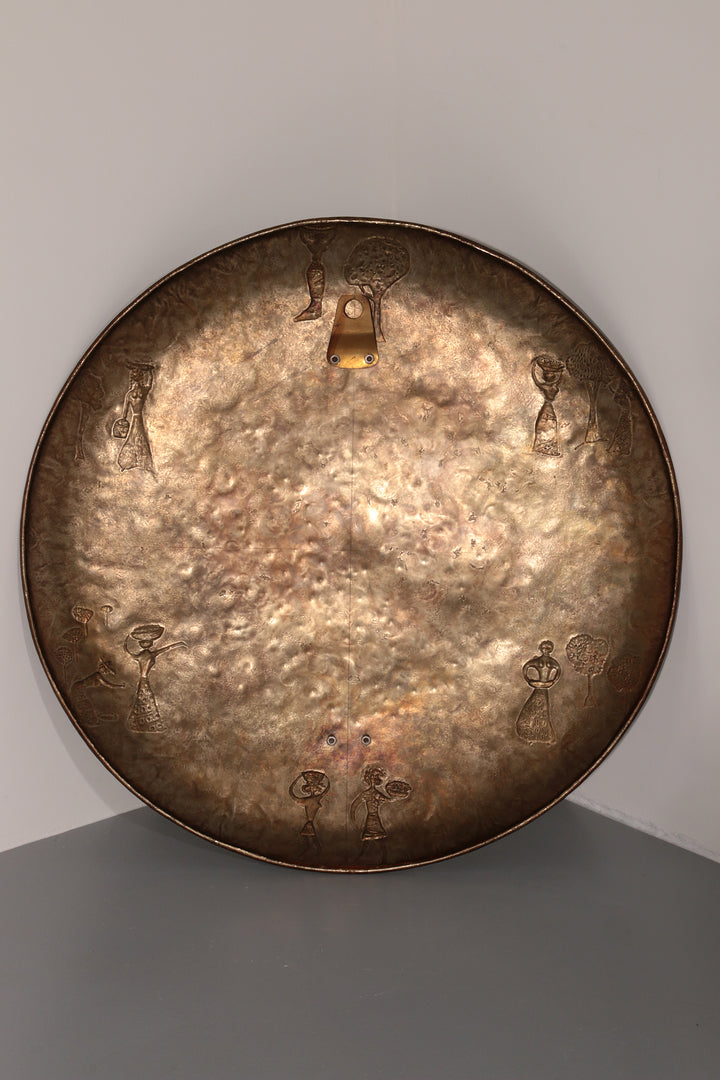 Sculptural Hammered Copper Mirror Attributed to Angelo Bragalini"