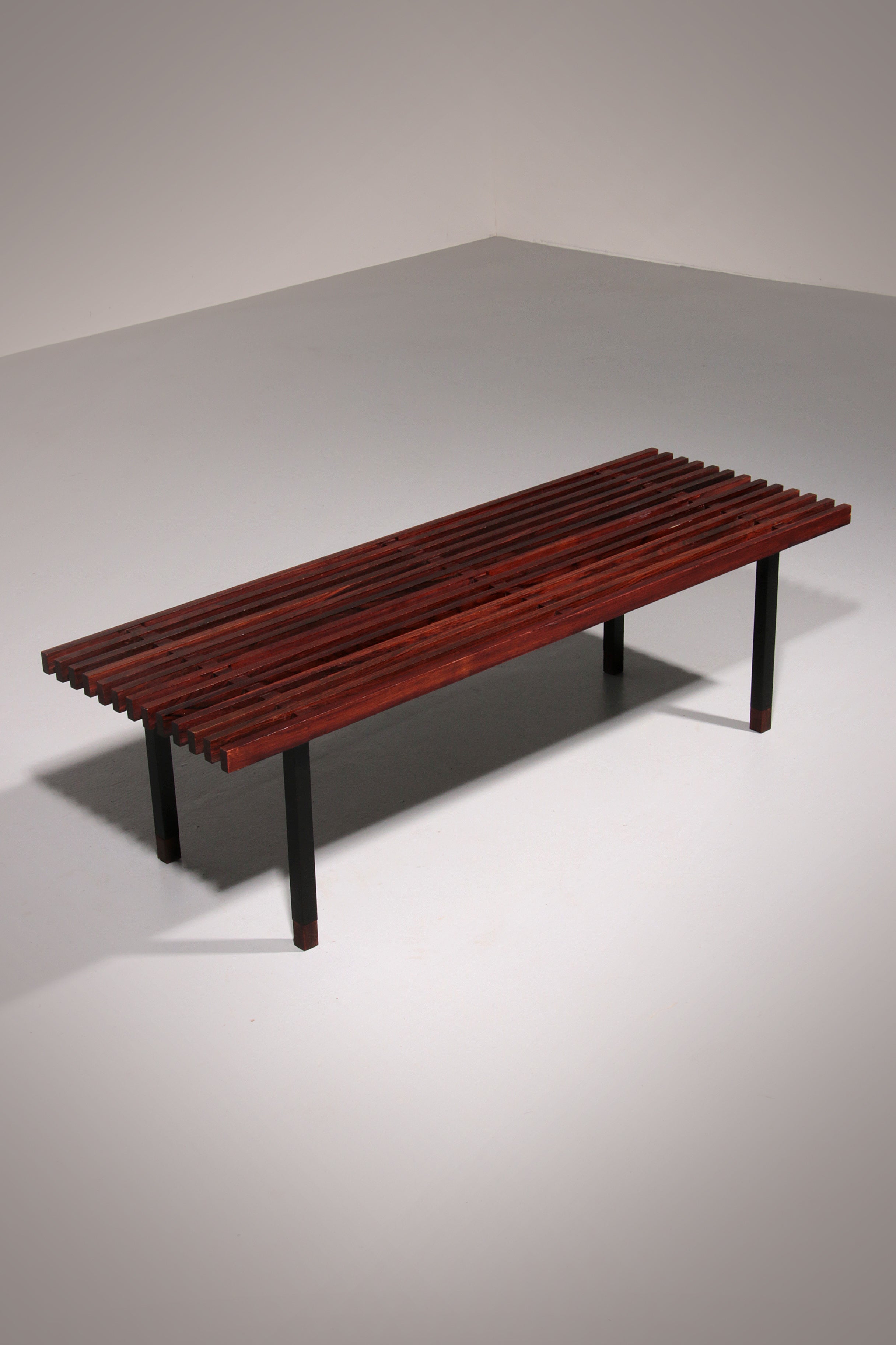 Teakwood and metal bench, Made in Italy, 1970s