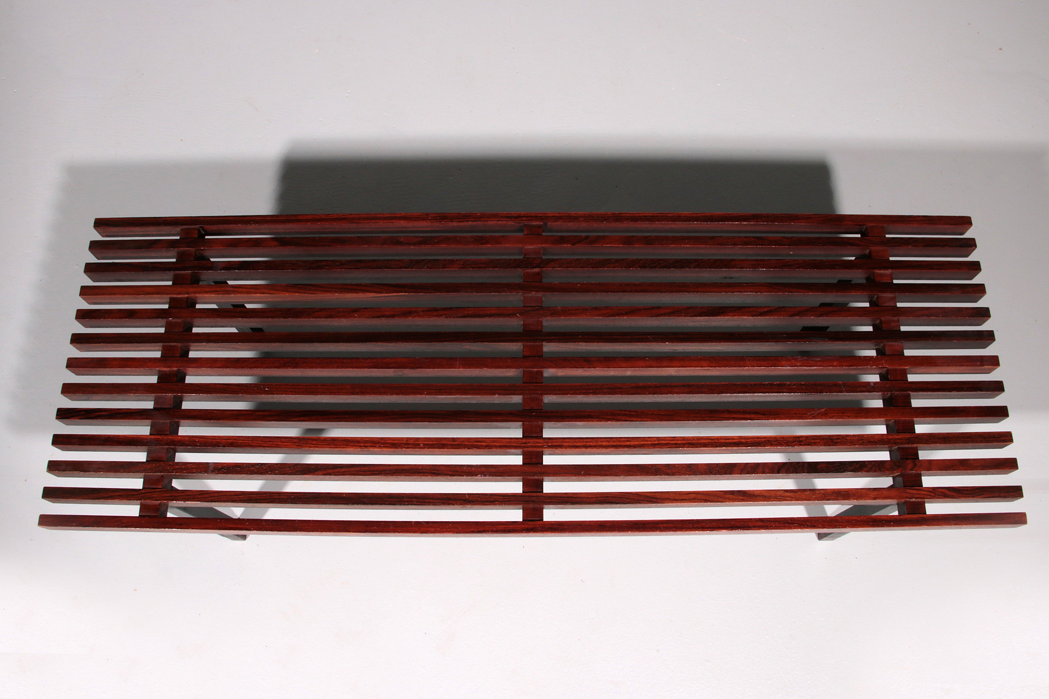 Teakwood and metal bench, Made in Italy, 1970s