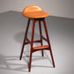 Modern Danish Leather and wood Model OD-61 Bar Stool by Erik Buch for Oddense møbelfabrik, 1964