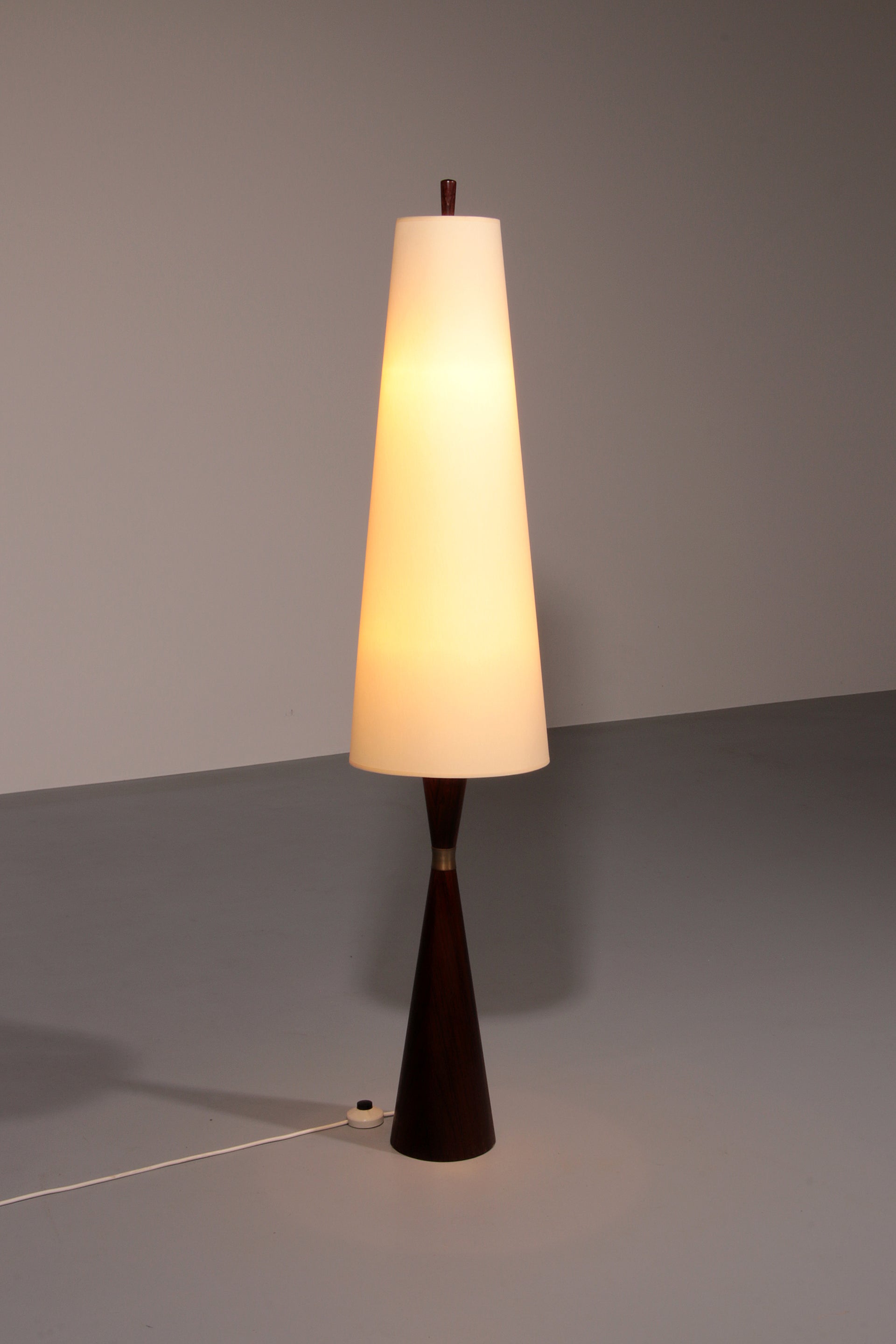 Vintage Teak Floor Lamp with Fabric Shade from Parker Knoll, 1960s