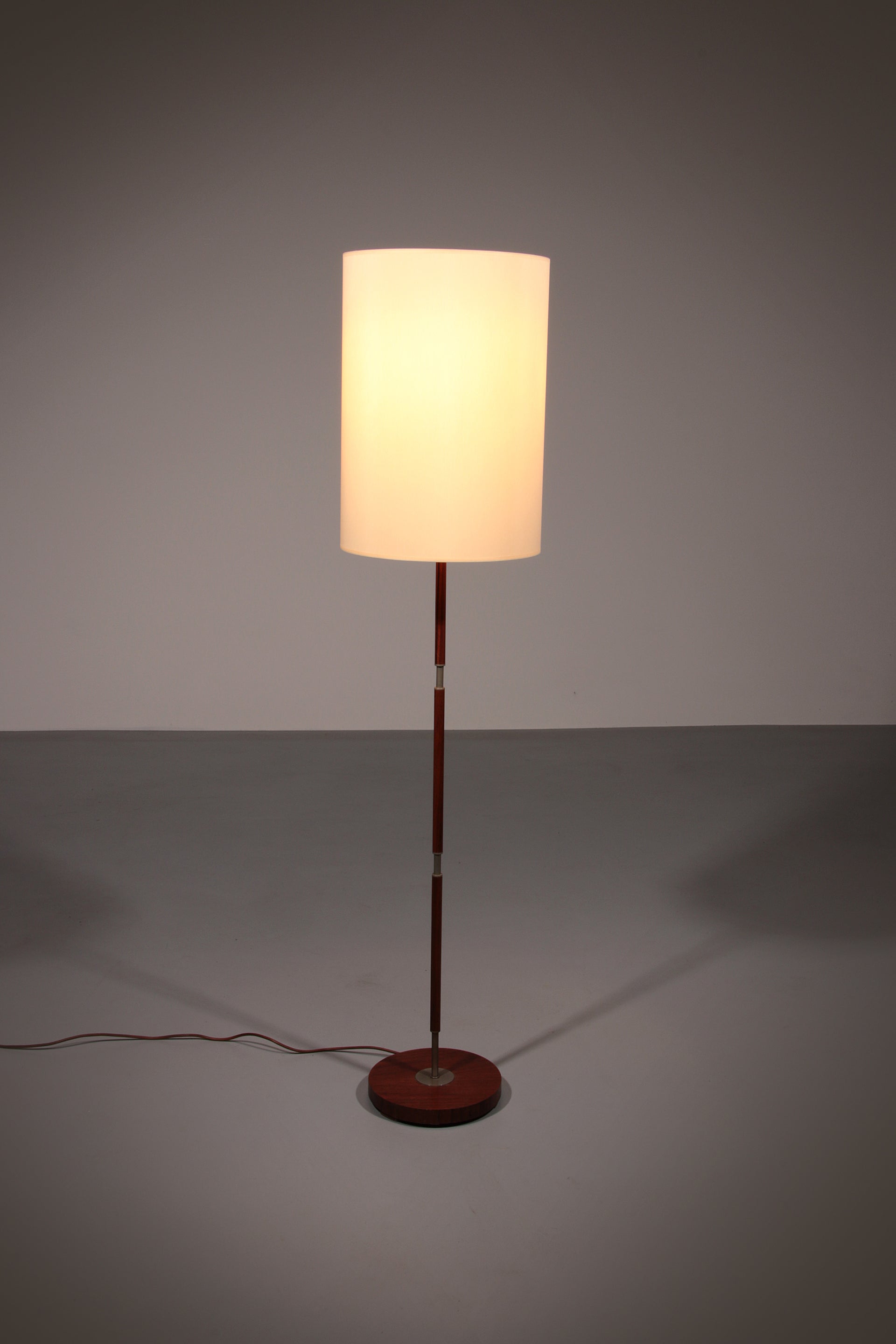 Temde Teak & Metal Floor Lamp with New Custom Shade – 1960s Elegance
