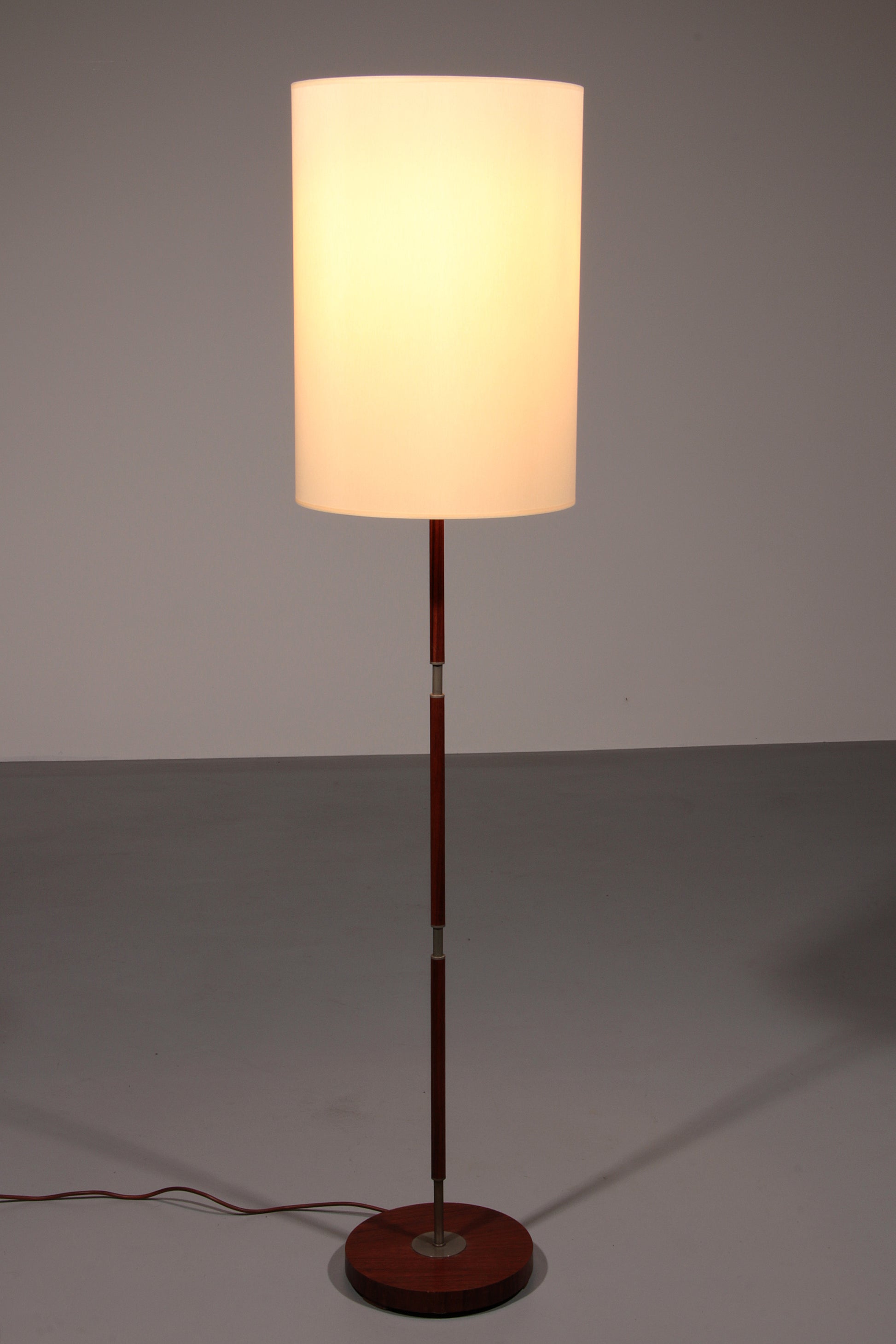 Temde Teak & Metal Floor Lamp with New Custom Shade – 1960s Elegance