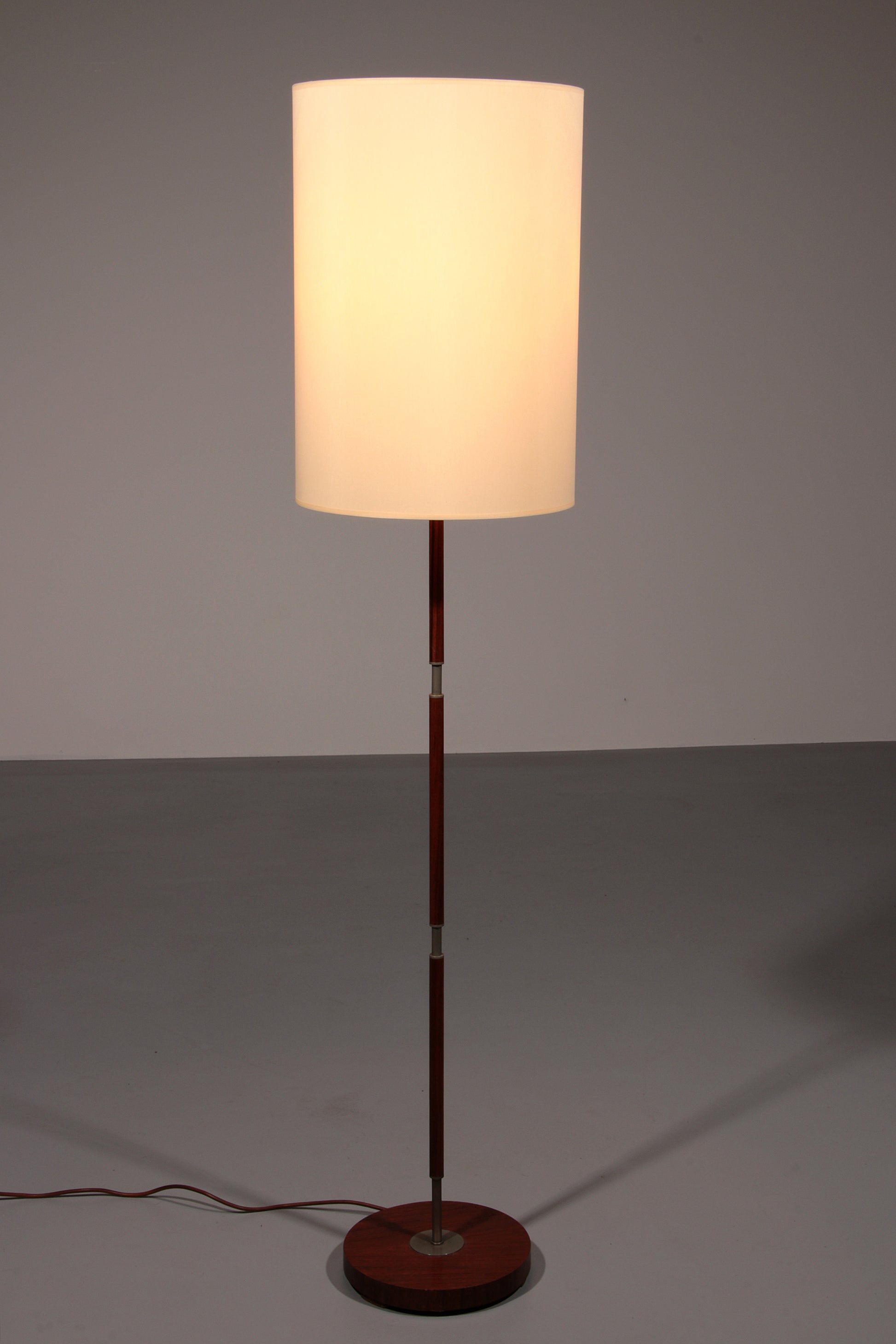 Temde Teak & Metal Floor Lamp with New Custom Shade – 1960s Elegance