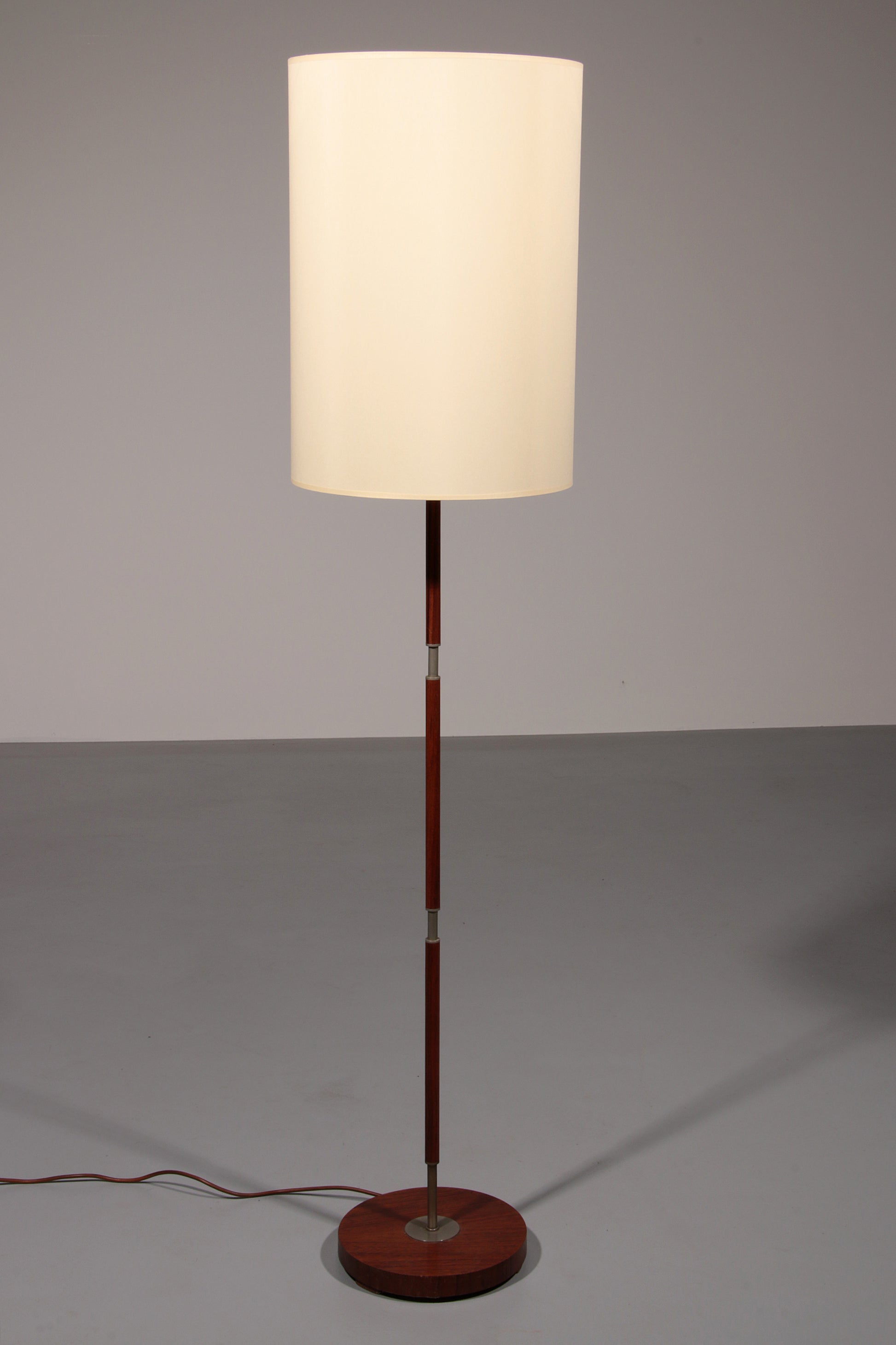 Temde Teak & Metal Floor Lamp with New Custom Shade – 1960s Elegance