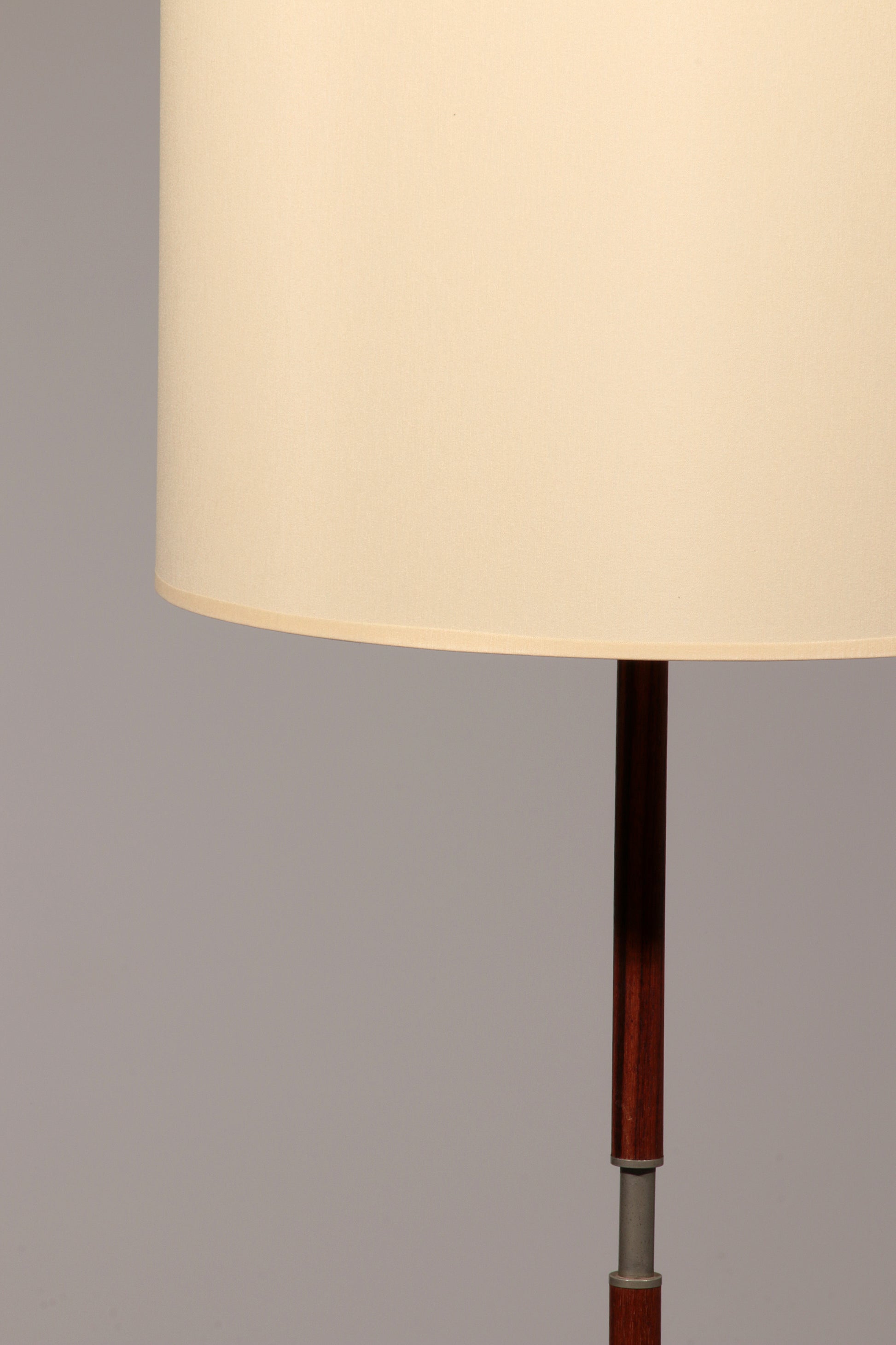 Temde Teak & Metal Floor Lamp with New Custom Shade – 1960s Elegance