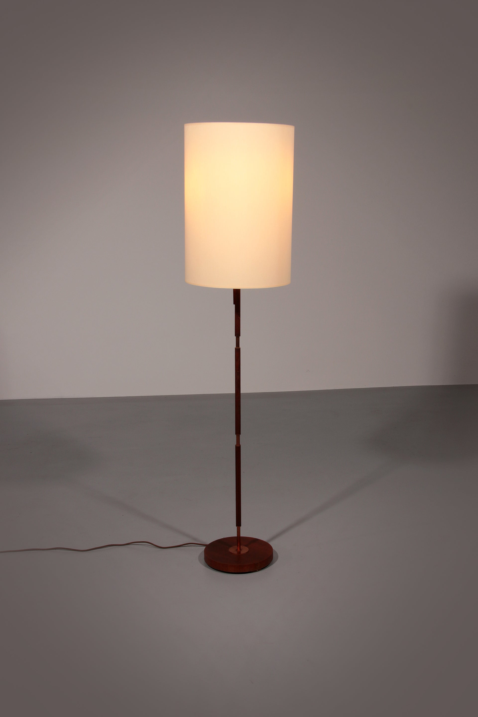 Temde Teak & brass Floor Lamp with New Custom Shade – 1960s Elegance