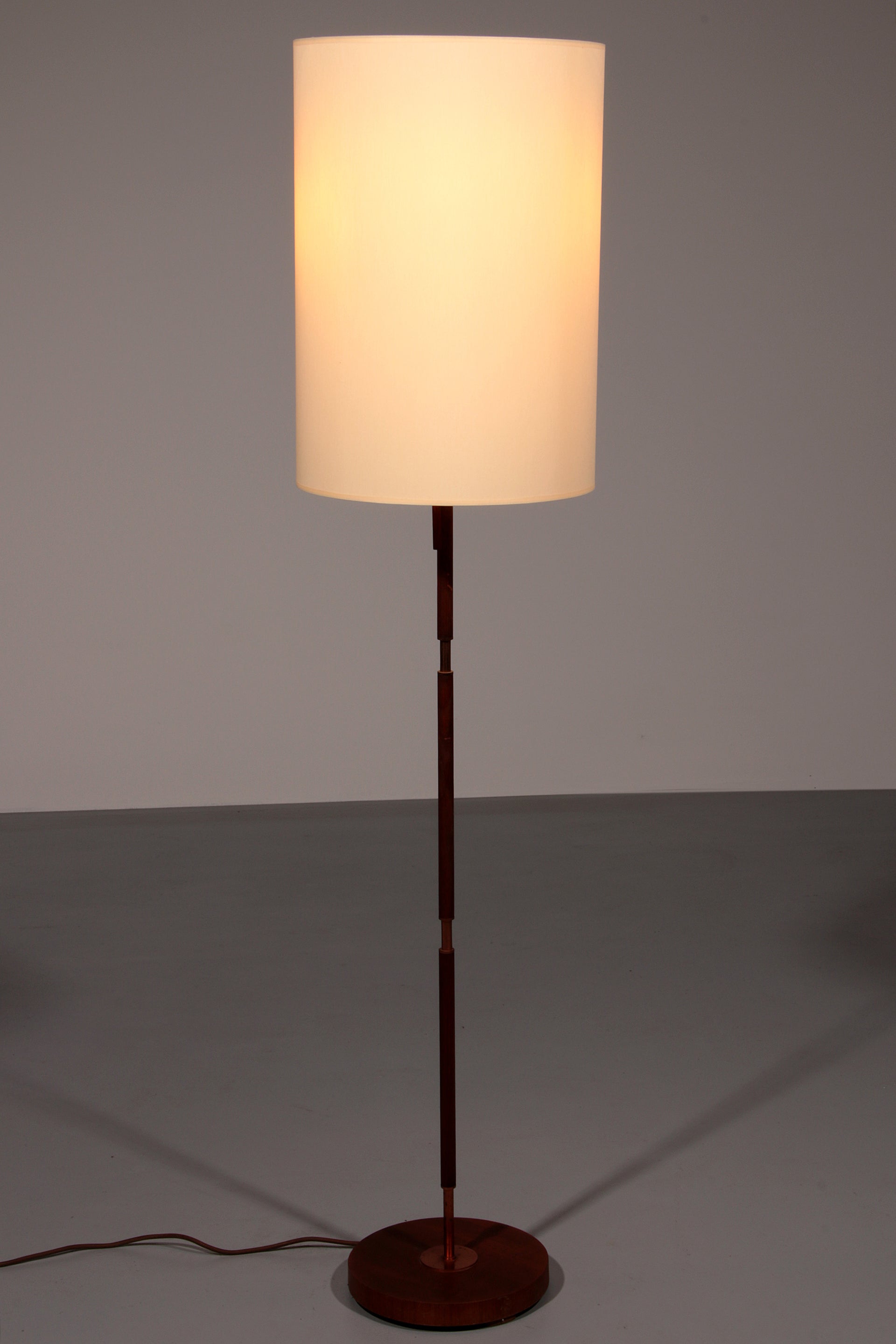 Temde Teak & brass Floor Lamp with New Custom Shade – 1960s Elegance