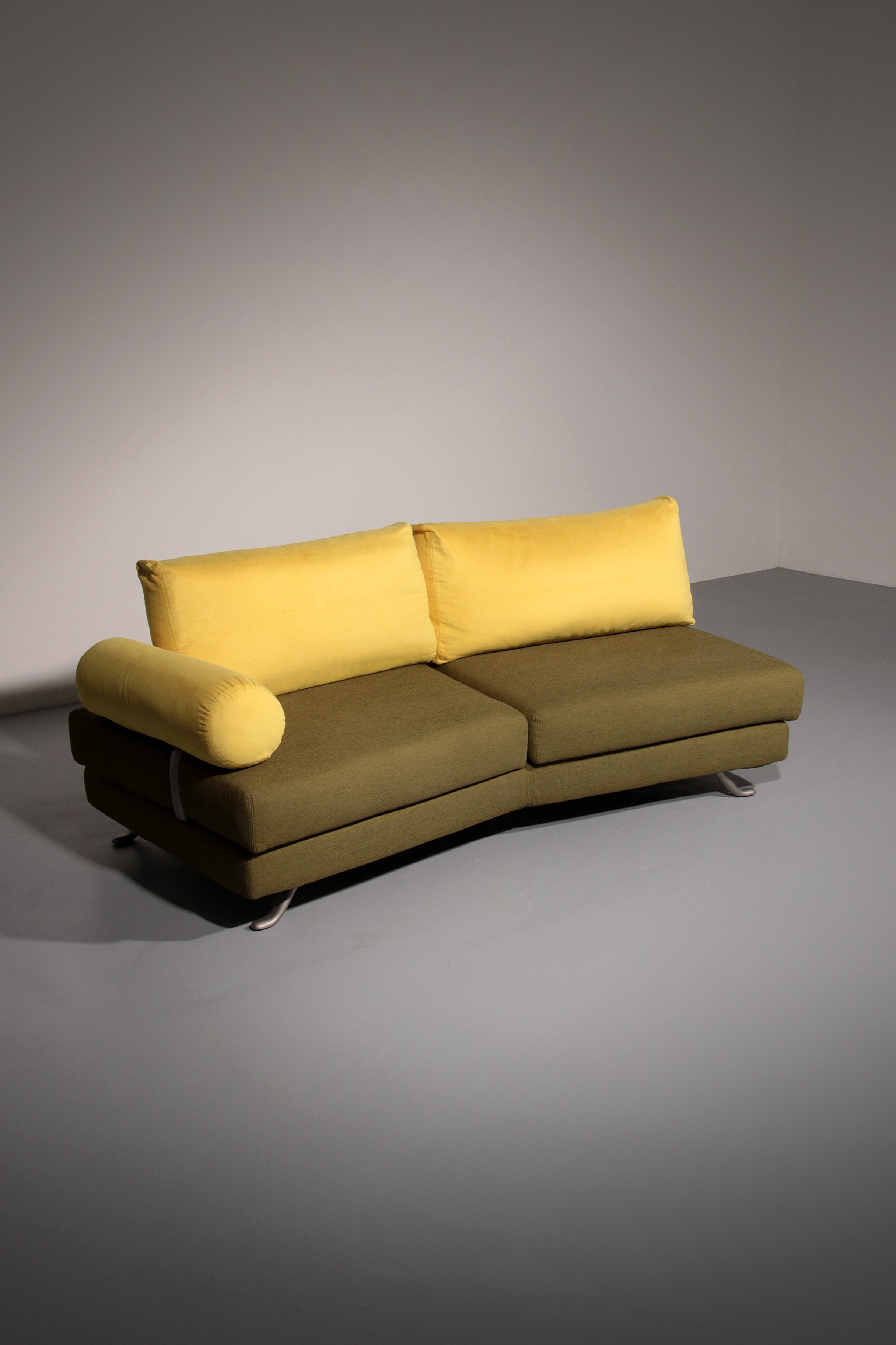 Somaschini x Dainelli Studio – Vintage Two-Seater Sofa in Lime & Maize Yellow (1970s)