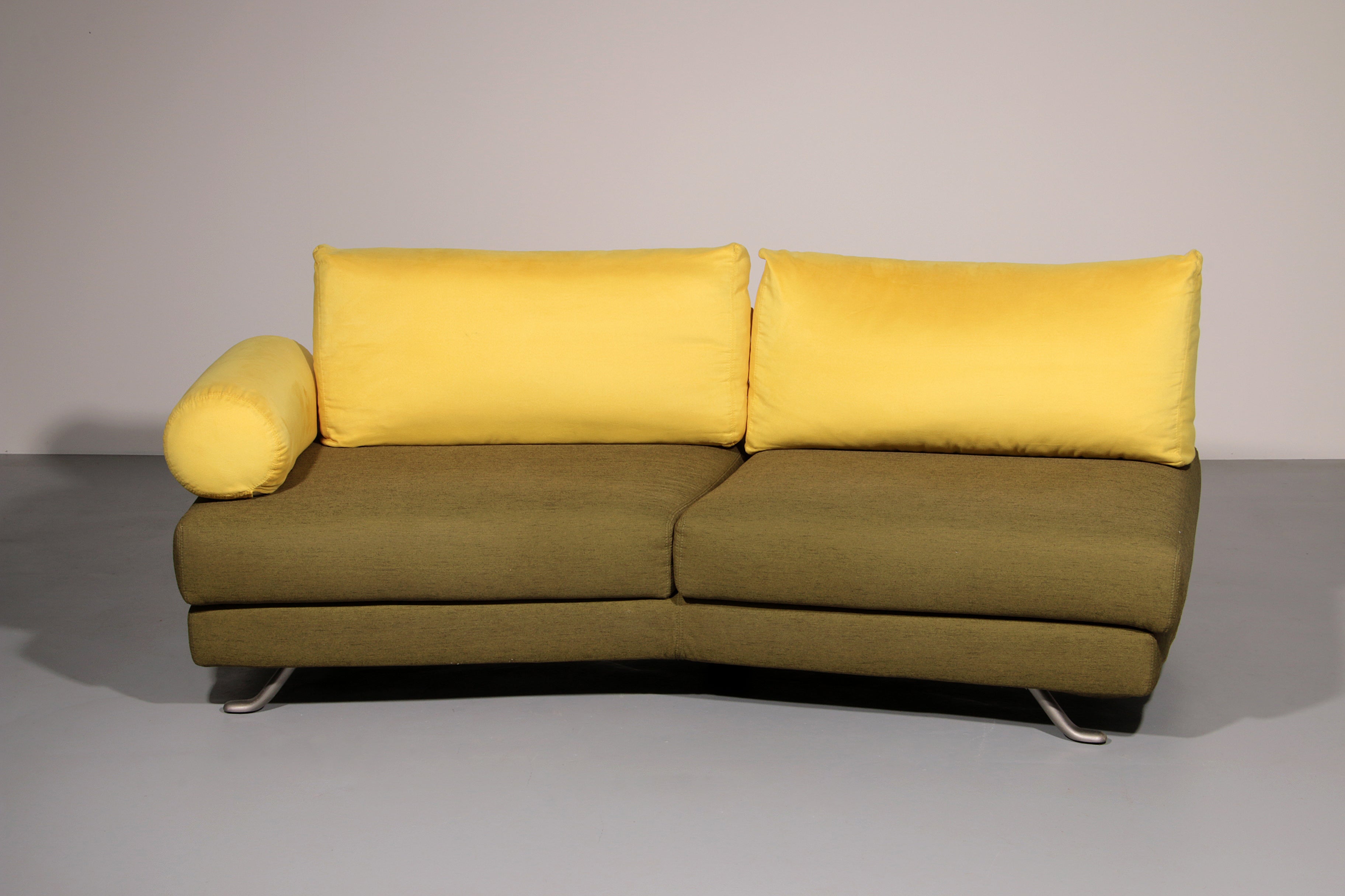 Somaschini x Dainelli Studio – Vintage Two-Seater Sofa in Lime & Maize Yellow (1970s)