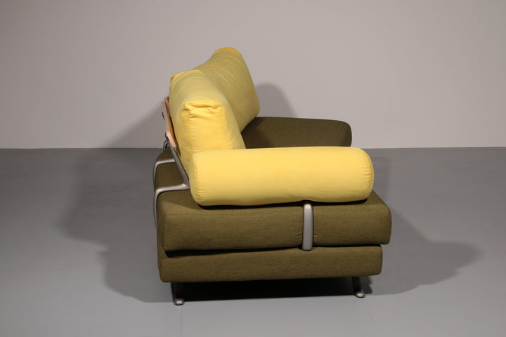 Somaschini x Dainelli Studio – Vintage Two-Seater Sofa in Lime & Maize Yellow (1970s)