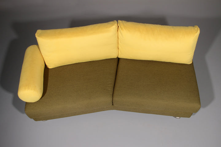 Somaschini x Dainelli Studio – Vintage Two-Seater Sofa in Lime & Maize Yellow (1970s)
