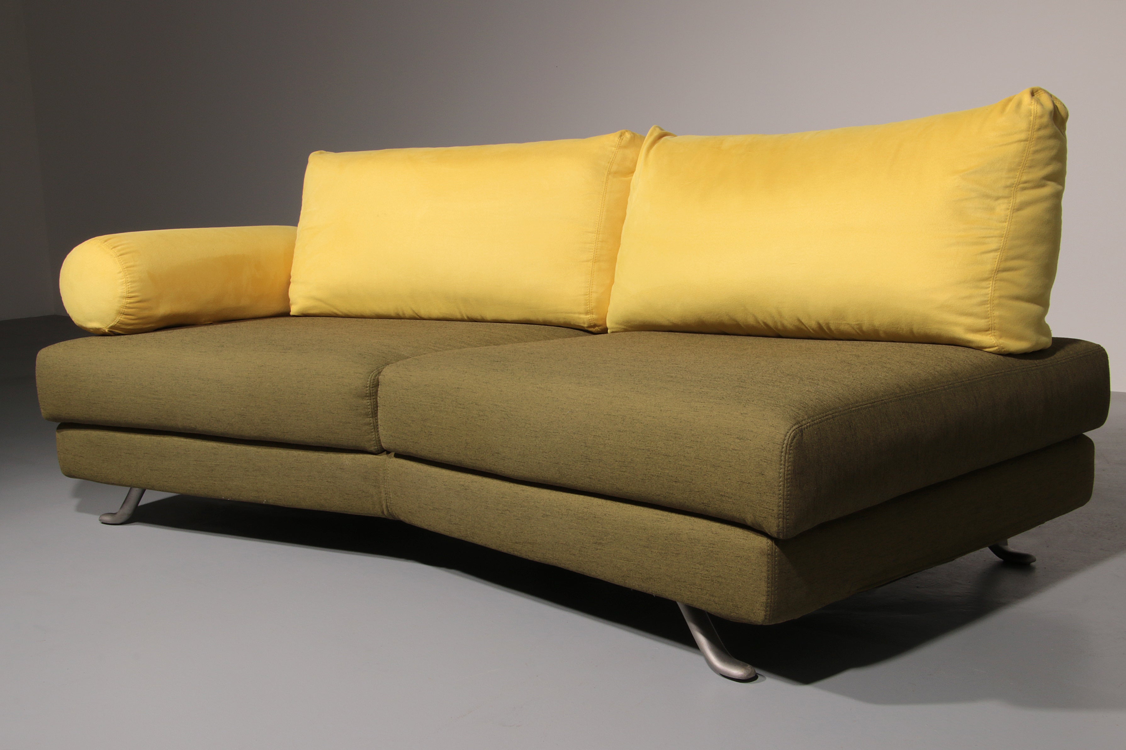 Somaschini x Dainelli Studio – Vintage Two-Seater Sofa in Lime & Maize Yellow (1970s)