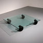 Glass and Metal Low Table attributed to Gae Aulenti for Fontana Arte, 1970s