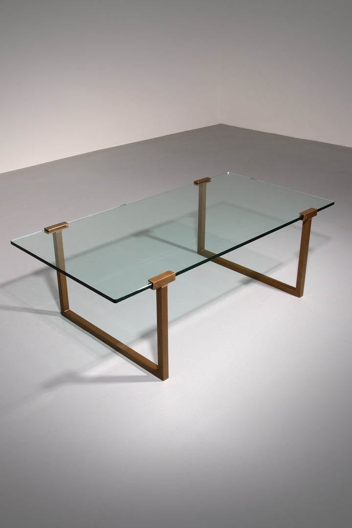 Salon Table Glass and Brass by Peter Ghyczy Model T54  1970