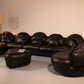 Organically Shaped Post-Modern Sectional Sofa in Black Leather