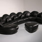 Organically Shaped Post-Modern Sectional Sofa in Black Leather