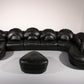 Organically Shaped Post-Modern Sectional Sofa in Black Leather
