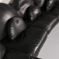 Organically Shaped Post-Modern Sectional Sofa in Black Leather