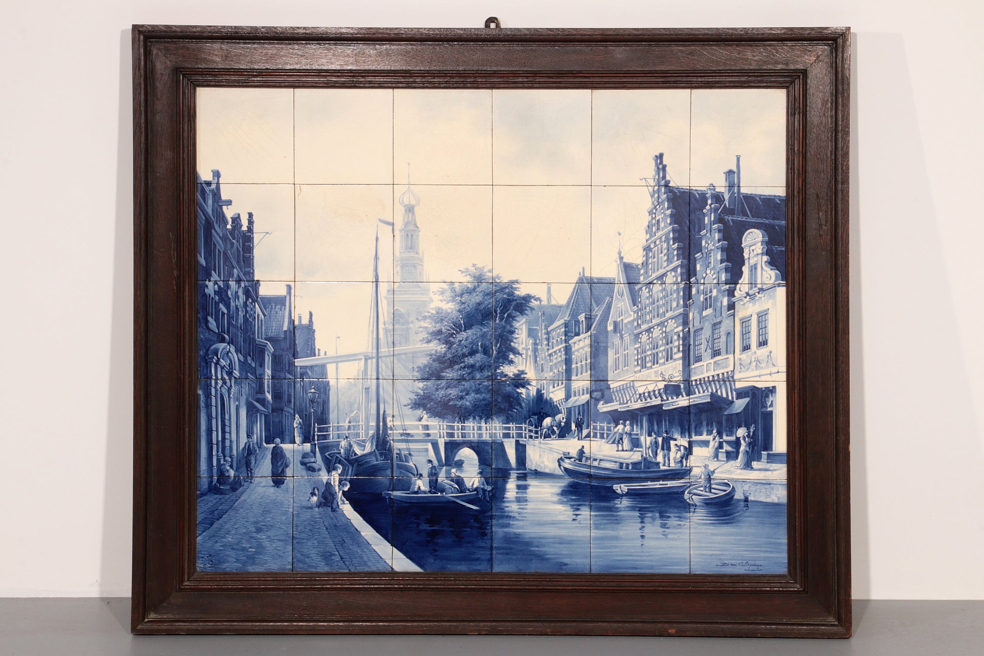 Large Tile tableau 30 pice De Waag Alkmaar Royal Delft Pr Fles by Cornelis Springer 1898