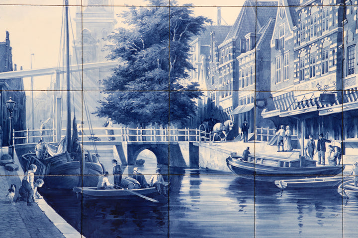 Large Tile tableau 30 pice De Waag Alkmaar Royal Delft Pr Fles by Cornelis Springer 1898
