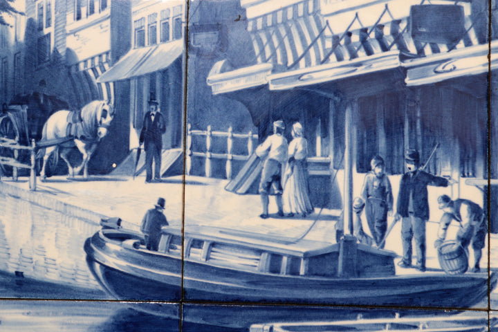 Large Tile tableau 30 pice De Waag Alkmaar Royal Delft Pr Fles by Cornelis Springer 1898