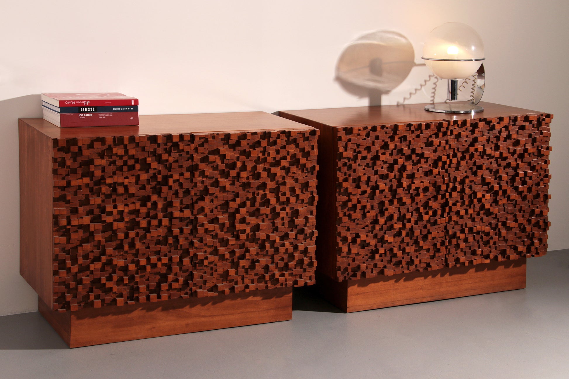 Contemporary Pair of Brutalist Sideboards Made of Solid Wood