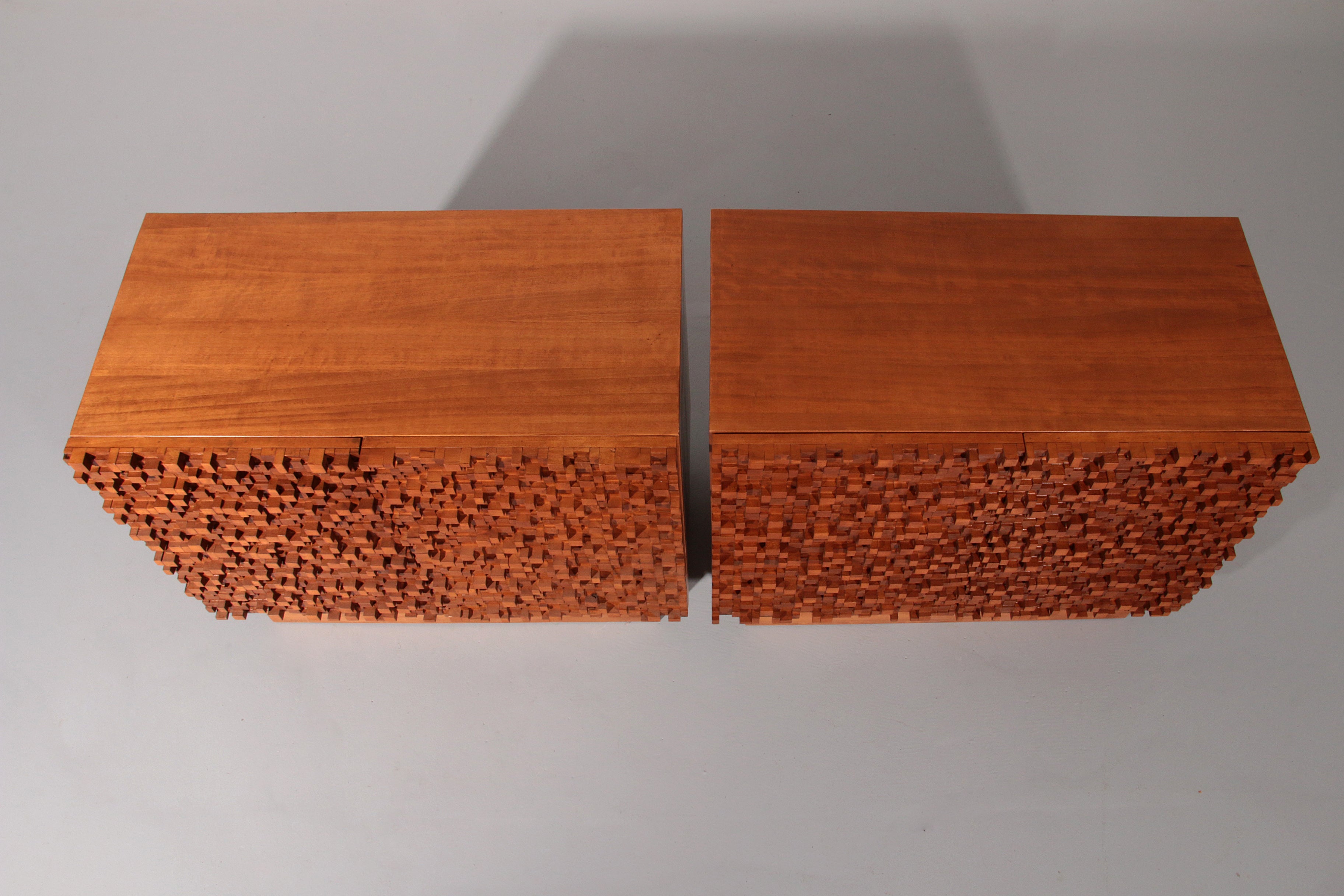 Contemporary Pair of Brutalist Sideboards Made of Solid Wood