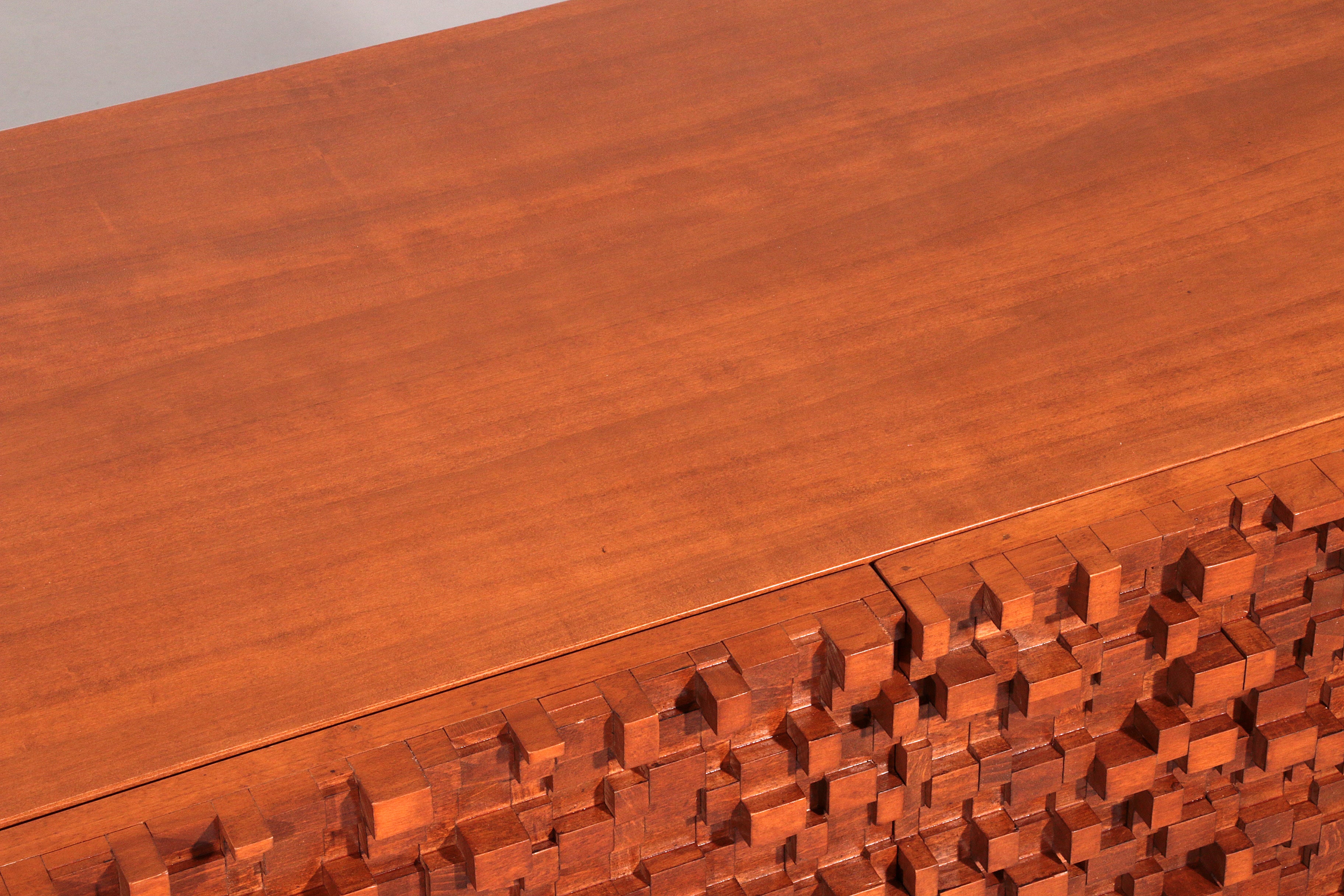 Contemporary Pair of Brutalist Sideboards Made of Solid Wood