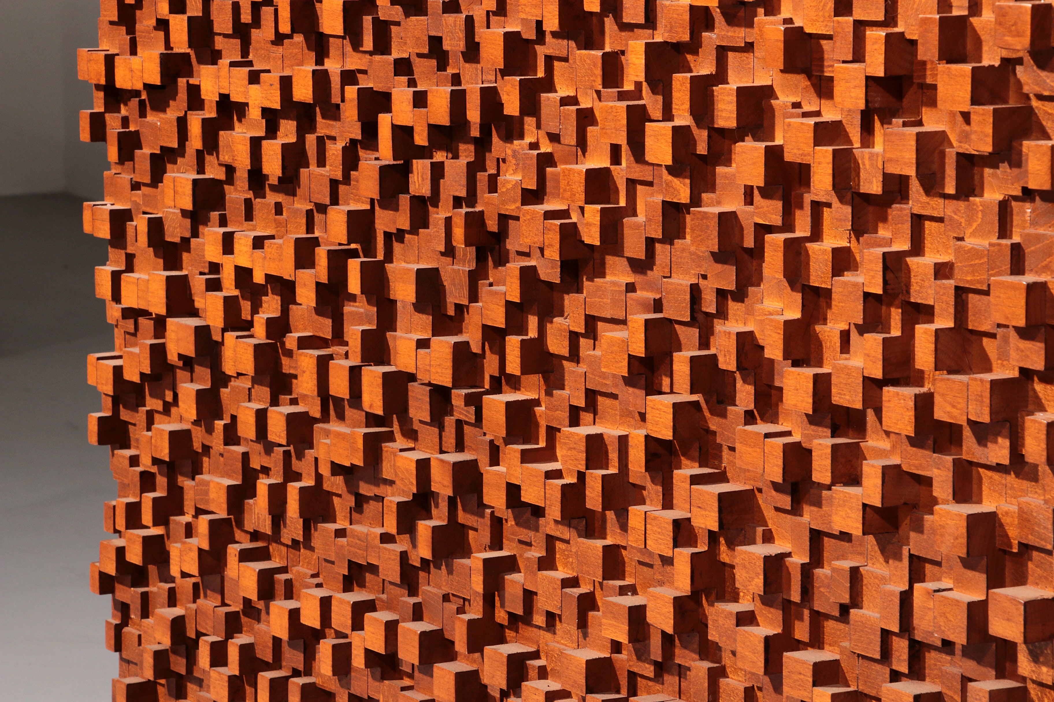 Contemporary Pair of Brutalist Sideboards Made of Solid Wood