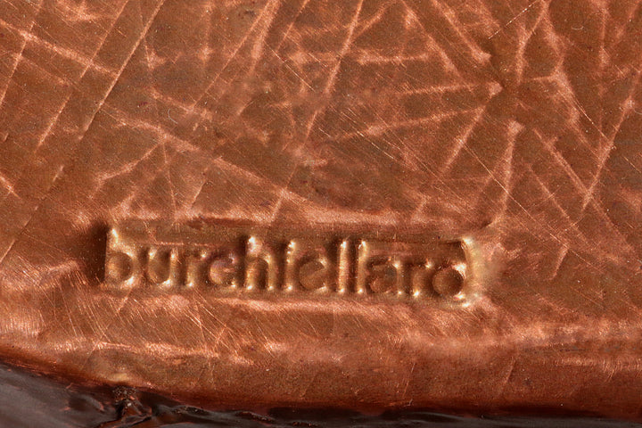 Lorenzo Burchiellaro, side table, copper and stained beechwood, Italy, 1960s.