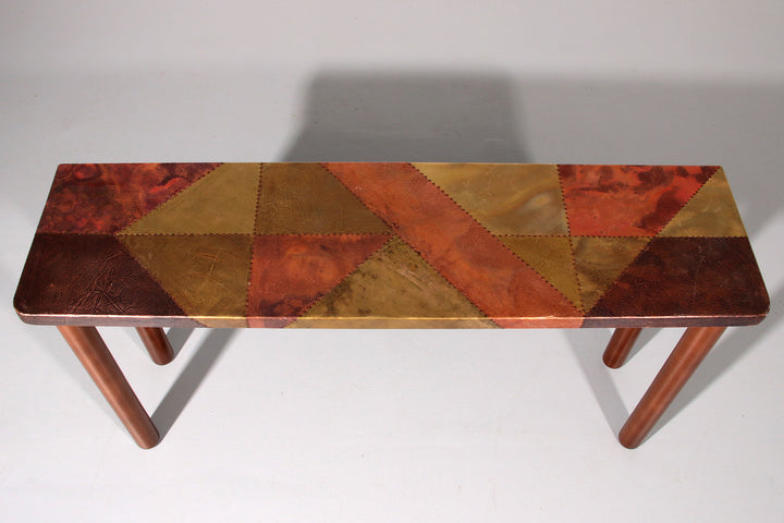 Lorenzo Burchiellaro, side table, copper and stained beechwood, Italy, 1960s.