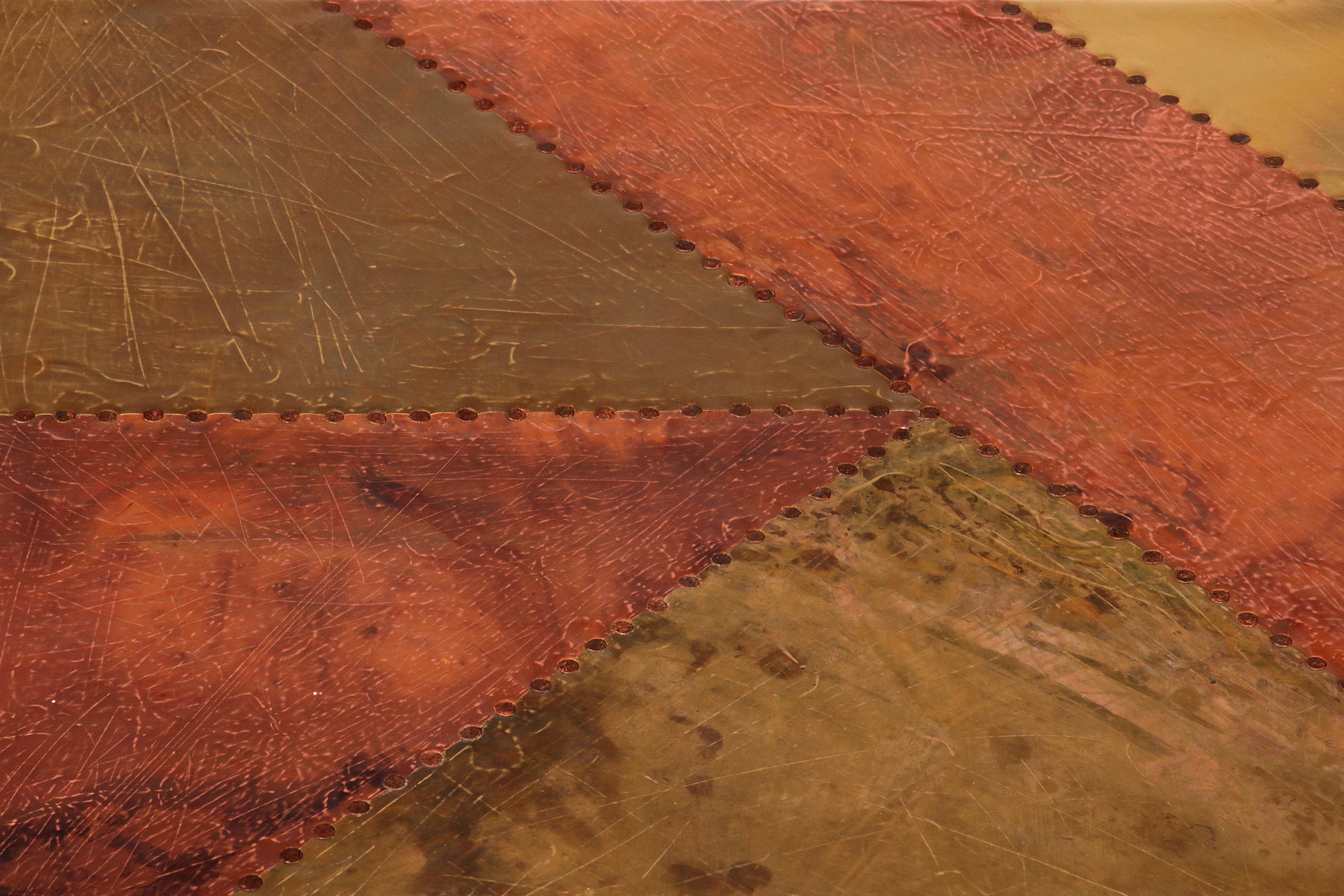 Lorenzo Burchiellaro, side table, copper and stained beechwood, Italy, 1960s.